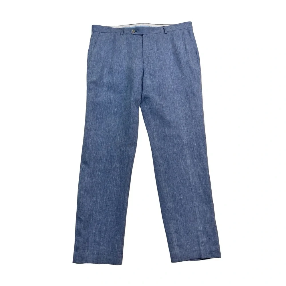 NEW Joseph Abboud 40x32 Light Blue 100% Linen Dress Pants Trousers Slim Fit